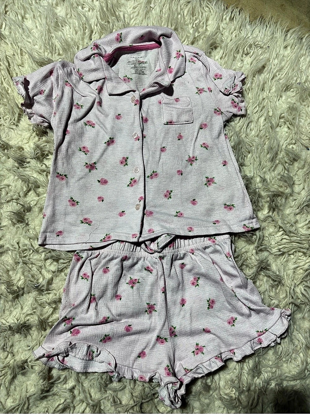 Tahari Floral Pajama Set in Pink Size 10/12 Like New. Comes with matching  headb